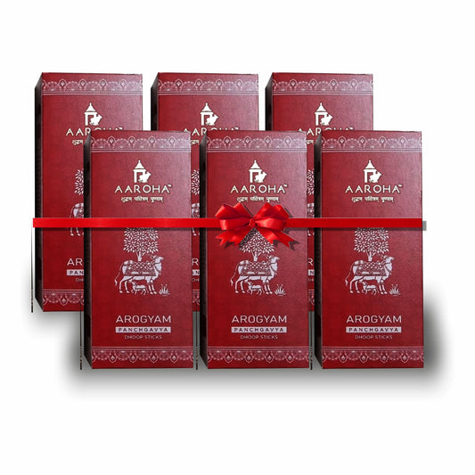 Aaroha Arogyam Rose Dhoop Sticks – Pack of 6 | Panchgavya, Charcoal-Free & Long-Lasting Rose Aroma