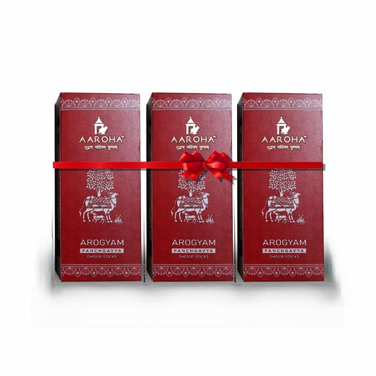 Aaroha Arogyam Rose Dhoop Sticks – Pack of 3 | Panchgavya, Charcoal-Free & Long-Lasting Rose Aroma