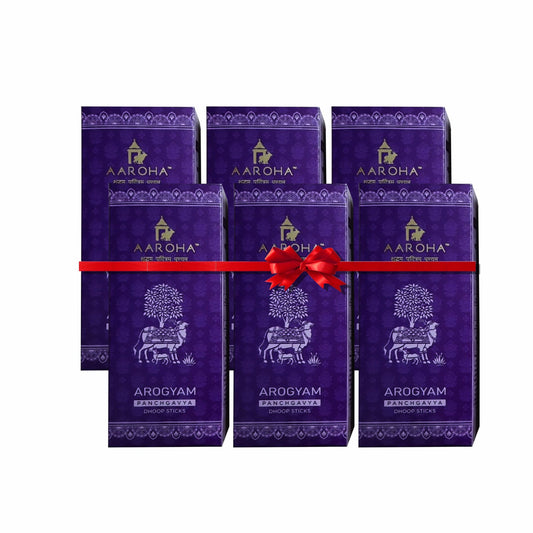 Aaroha Arogyam Lavender Dhoop Sticks – Pack of 6 | Panchgavya, Charcoal-Free & Long-Lasting Fragrance