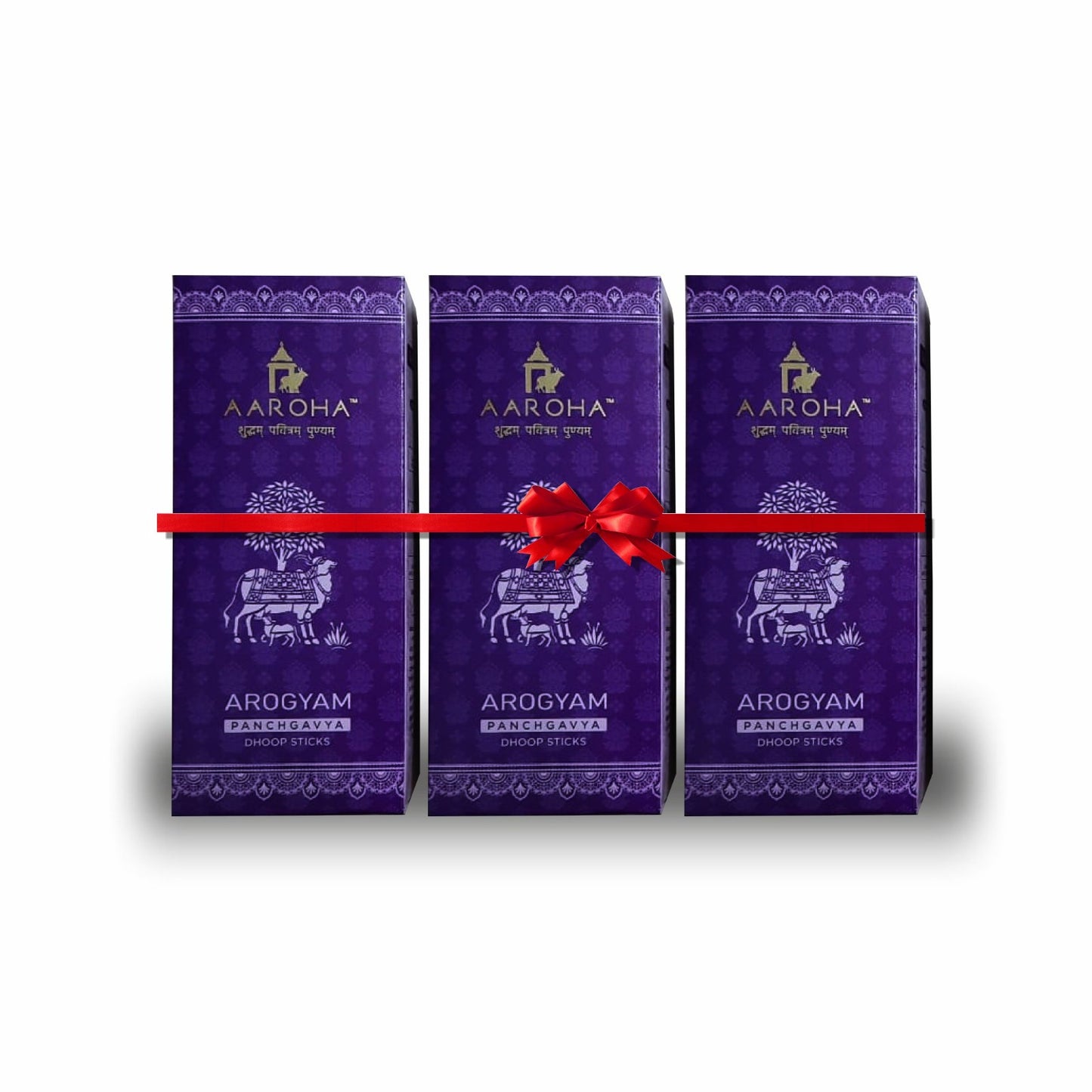 Aaroha Arogyam Lavender Dhoop Sticks – Pack of 3 | Panchgavya, Charcoal-Free & Long-Lasting Lavender Aroma