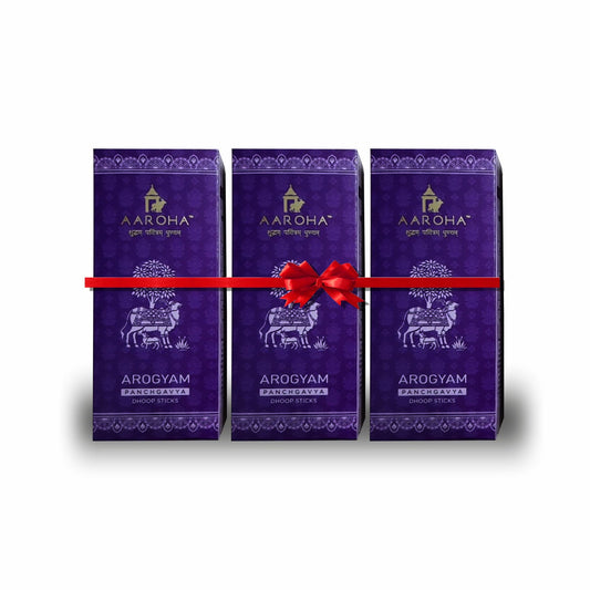 Aaroha Arogyam Lavender Dhoop Sticks – Pack of 3 | Panchgavya, Charcoal-Free & Long-Lasting Lavender Aroma