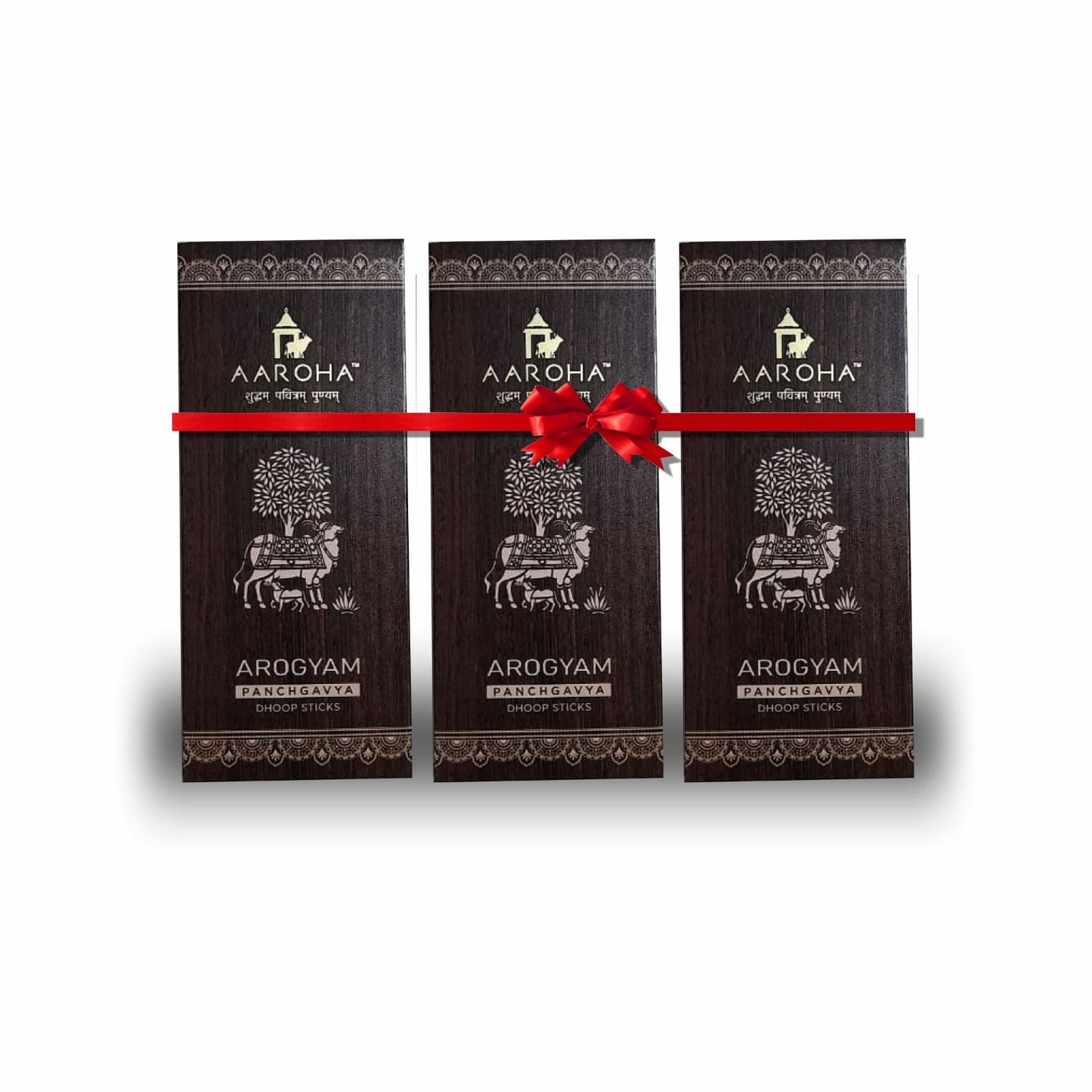 Aaroha Arogyam Sandal Dhoop Sticks – Pack of 3 | Panchgavya, Charcoal-Free & Long-Lasting Sandal Aroma