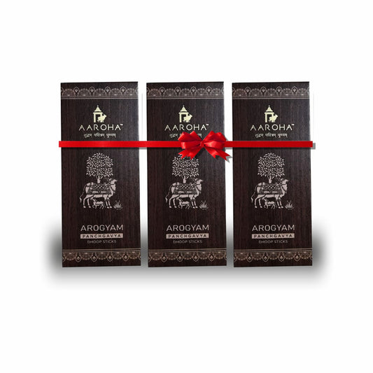 Aaroha Arogyam Sandal Dhoop Sticks – Pack of 3 | Panchgavya, Charcoal-Free & Long-Lasting Sandal Aroma